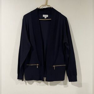 Carmen Mark Valvo Open front sweater with gold zipper pockets Size XL